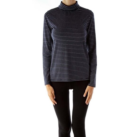 Banana Republic Tops - Banana Republic Navy Stripped Turtleneck